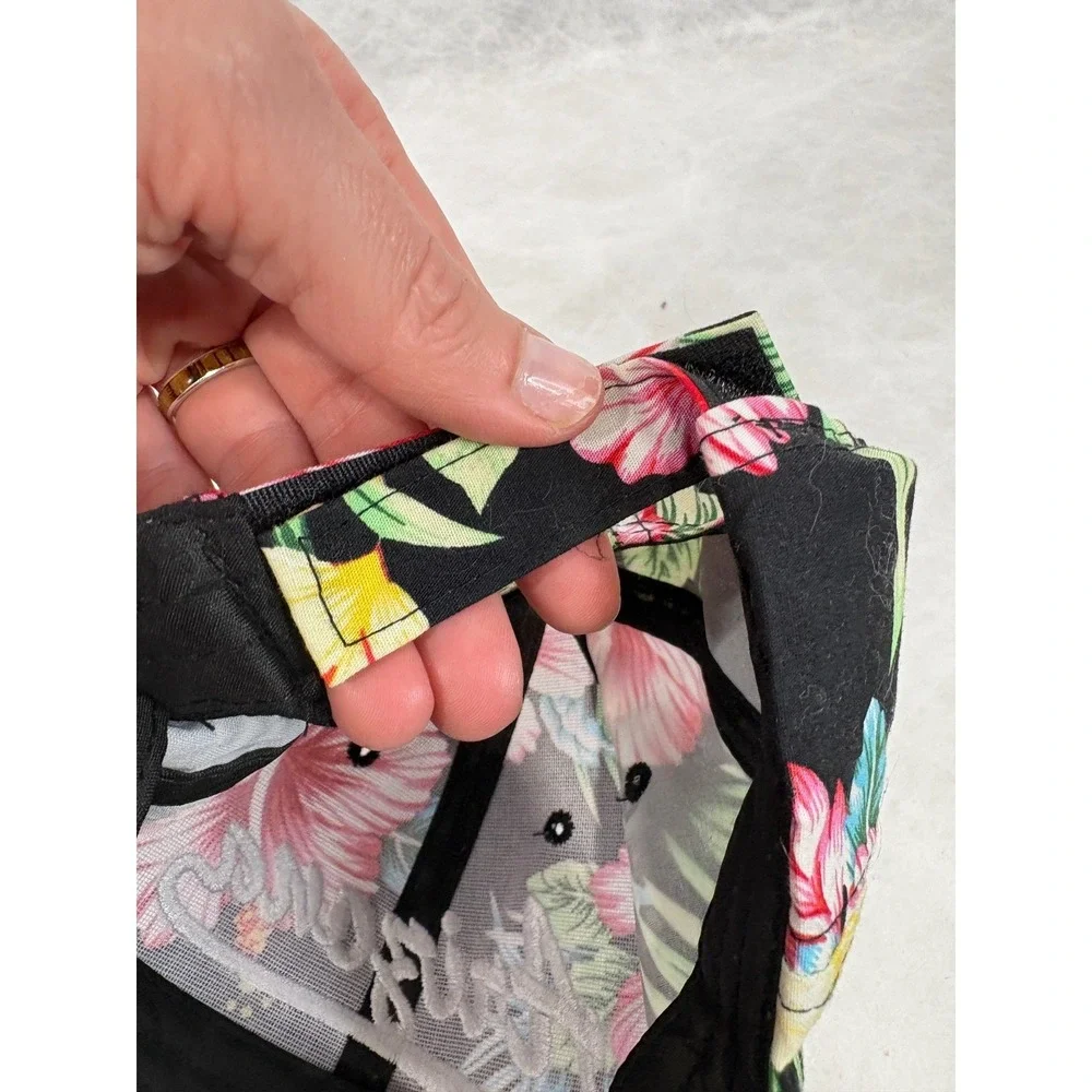 Arizona Tropical Hibiscus Floral Baseball Cap‎ Black Pink One Size Hat